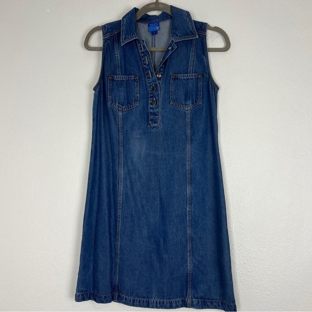 So Blue | Vintage y2k Denim Mini Dress Jean Collared Britney Spears Pockets 2